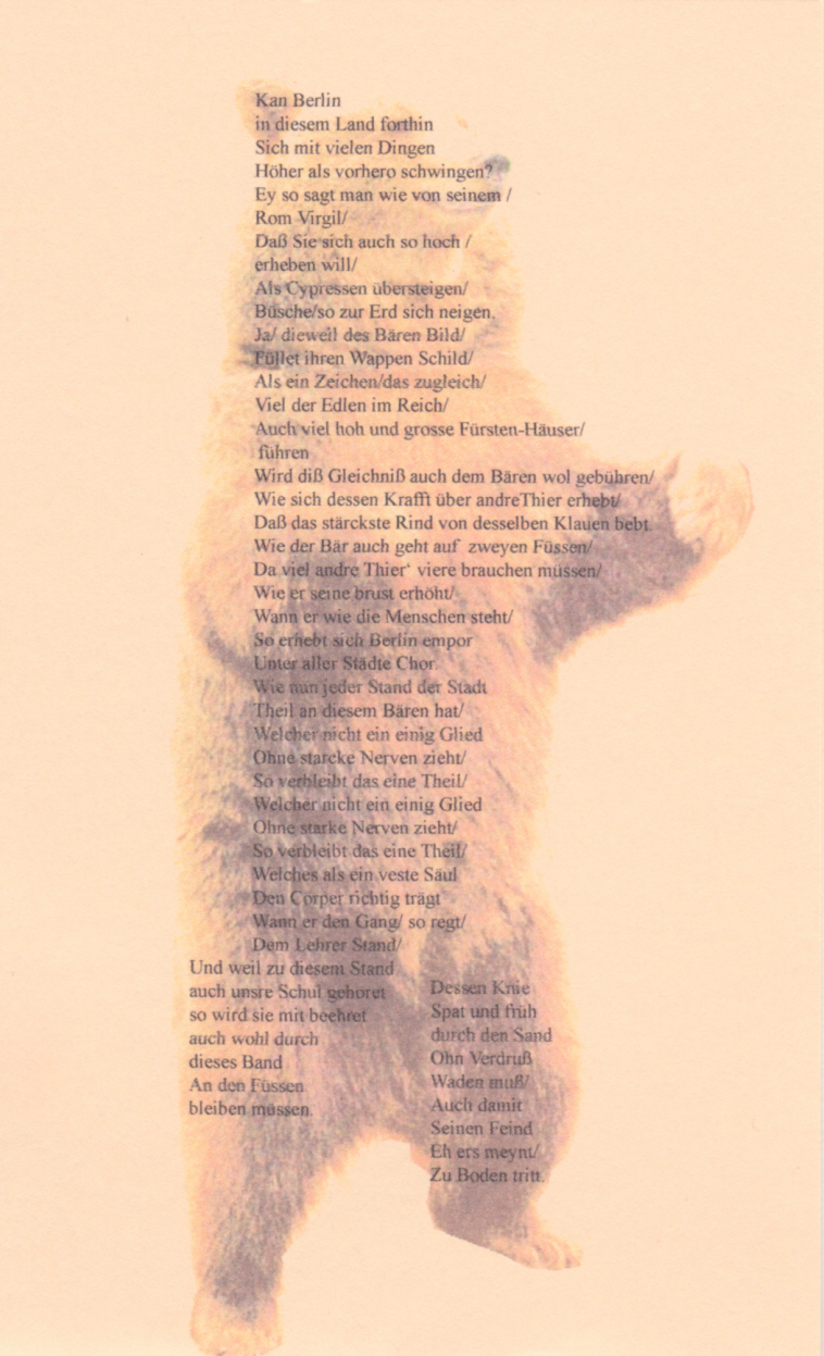 Bärengedicht 1 - Plauderei über den Berliner Bären Bärengedicht 1 - Plauderei über den Berliner Bären