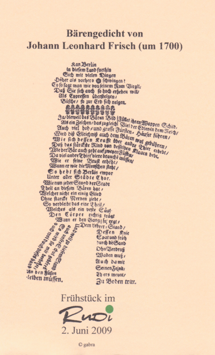 Bärengedicht 2 - Plauderei über den Berliner Bären Bärengedicht 2 - Plauderei über den Berliner Bären